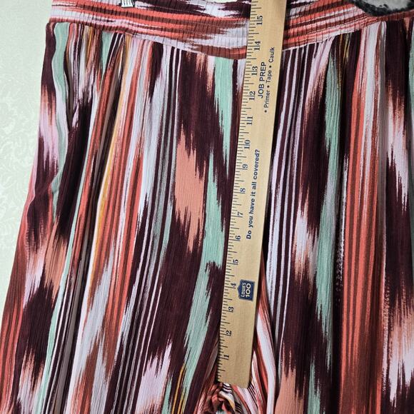 Torrid Wide Leg Crinkle Gauze High Rise Pull On Pants sz 2- 2X Multi Ikat Stripe - Picture 11 of 13